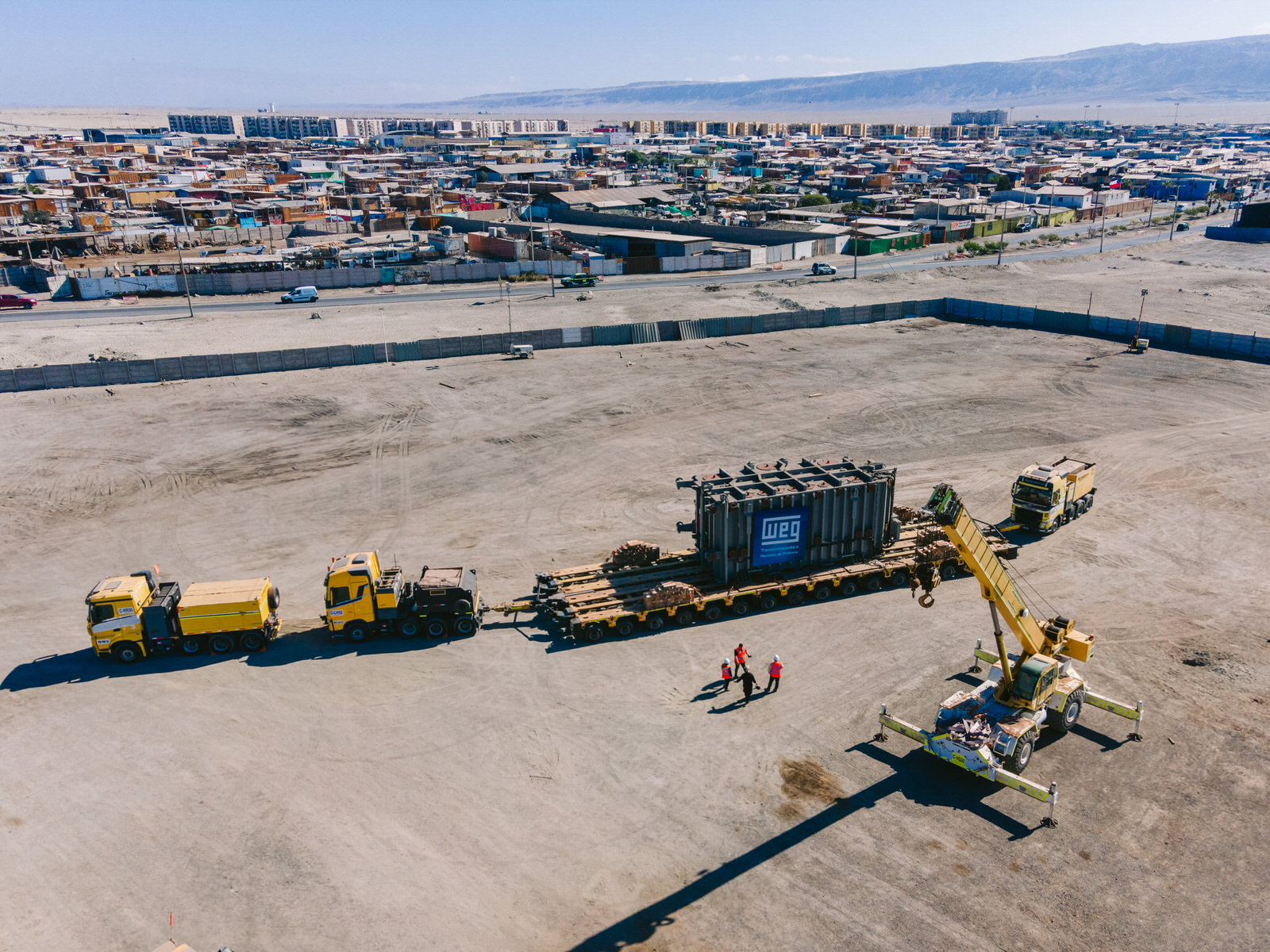 WEG Transformador Antofagasta — dron aereo transformador grua
